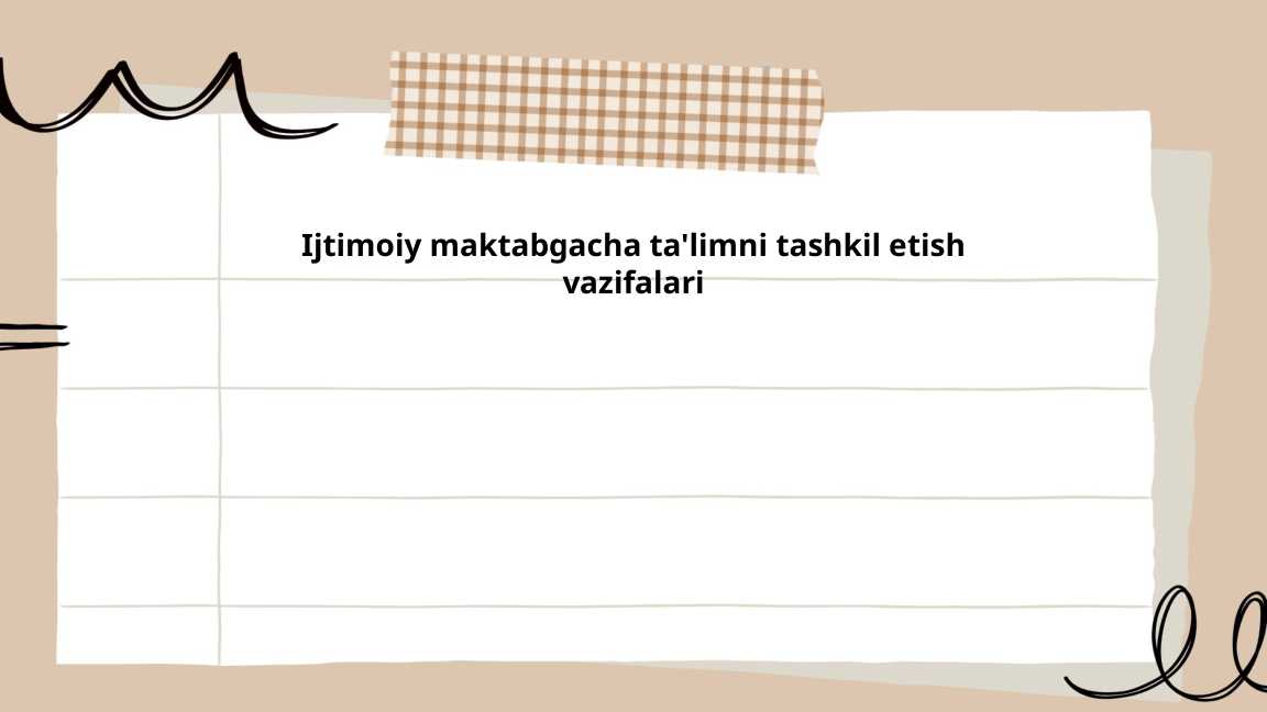 Ijtimoiy maktabgacha ta'limni tashkil etish vazifalari