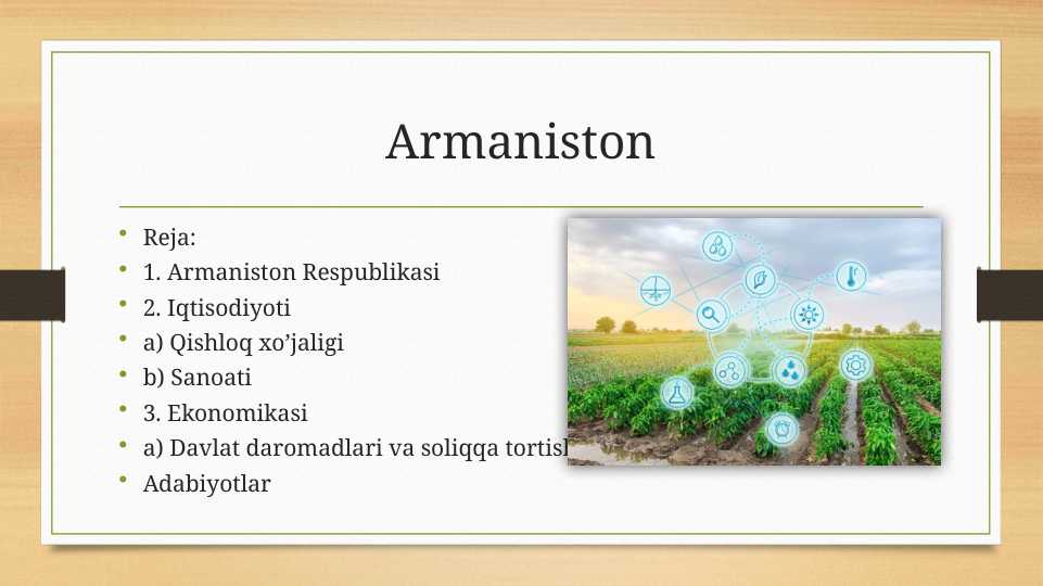 Armaniston iqtisodiyoti va moliya tizimi