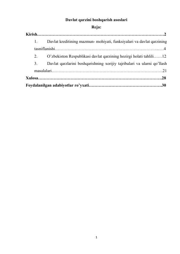 Davlat qarzini boshqarish asoslari