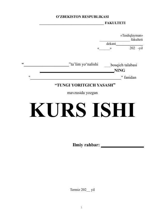 TUNGI YORITGICH YASASH