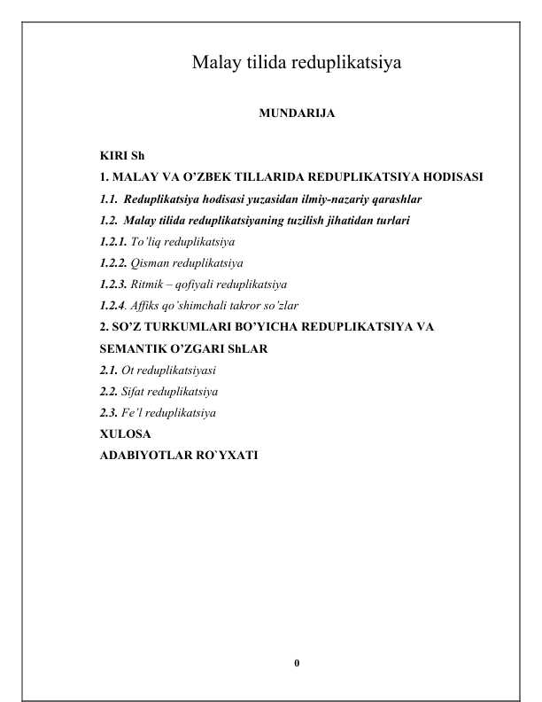 Malay tilida reduplikatsiya