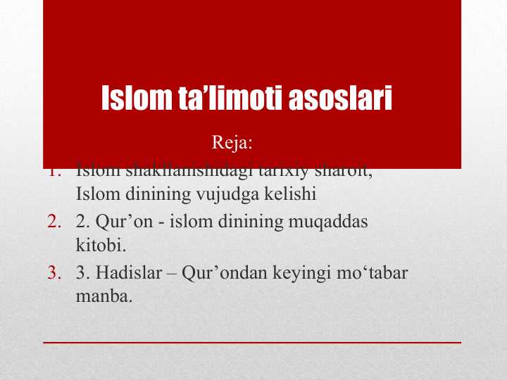 Islom ta’limoti asoslari