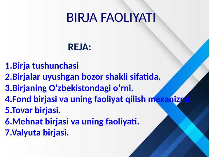 BIRJA FAOLIYATI