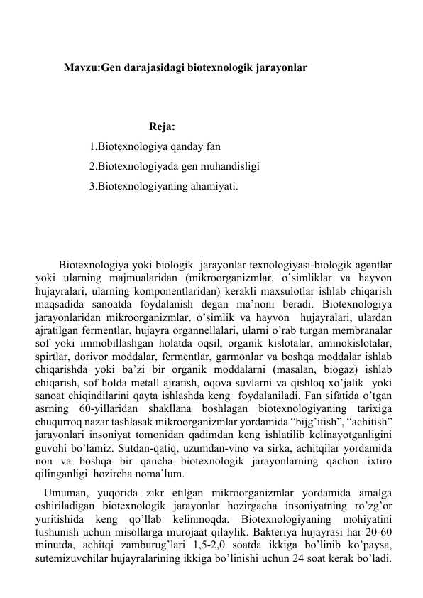 Biologiya mustaqil ish