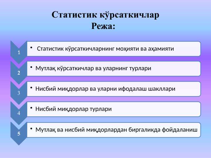 Cтатистик кўрсаткичлар
