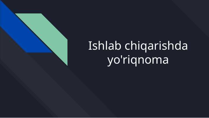 Ishlab chiqarishda yo'riqnoma