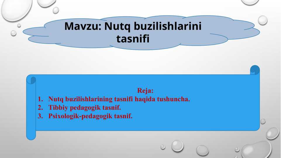 Nutq buzilishlarini tasnifi