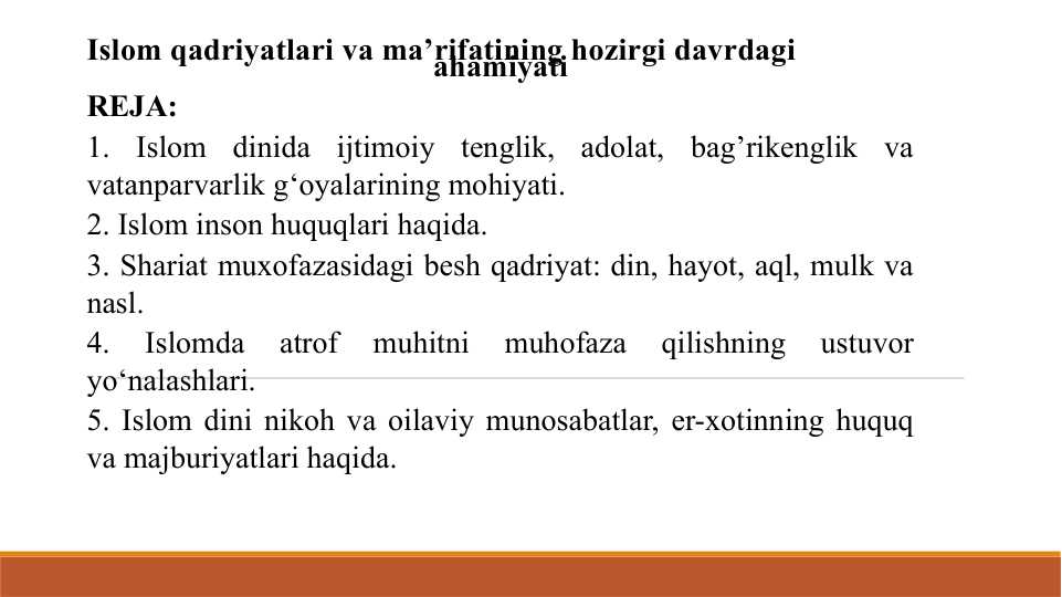 islom qadriyatlari