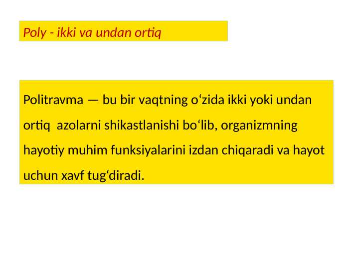 Politravmalar . Travmatologiya