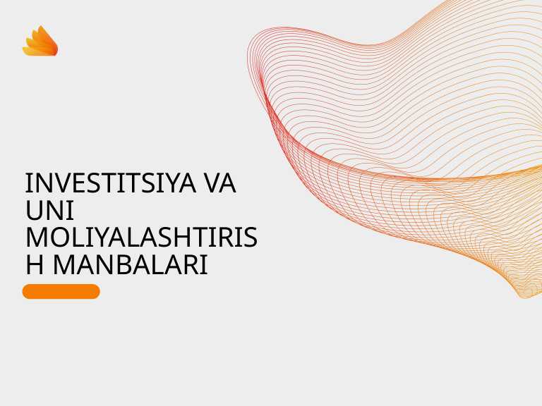 INVESTITSIYA VA UNI MOLIYALASHTIRISH MANBALARI