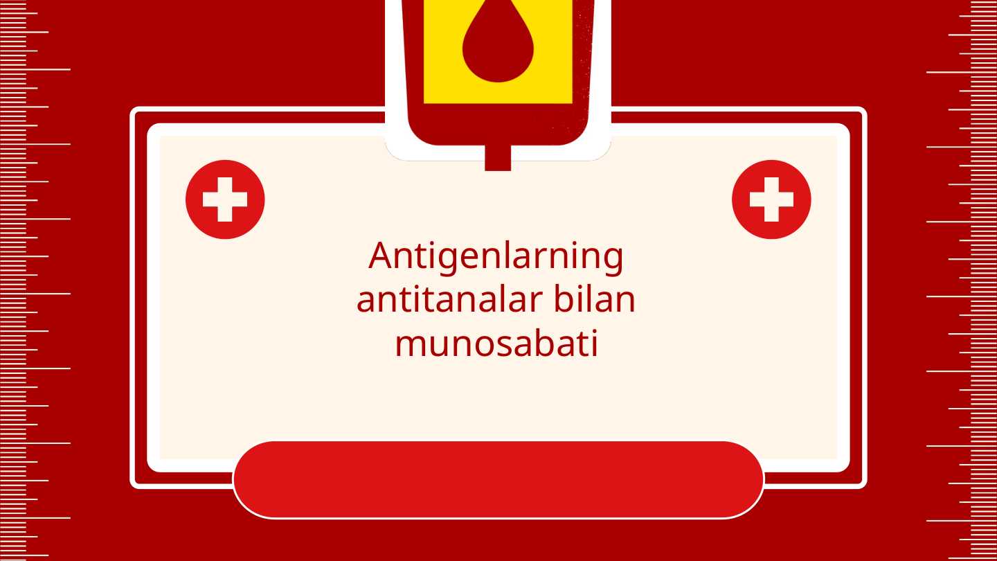 Antigenlarning antitanalar bilan munosabati