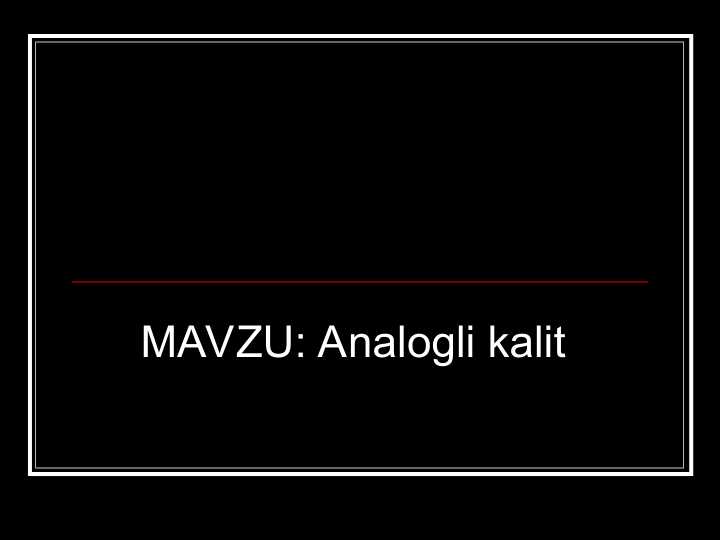 Analogli kalit