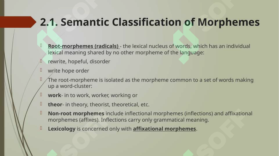 The morphemic structure of the English language