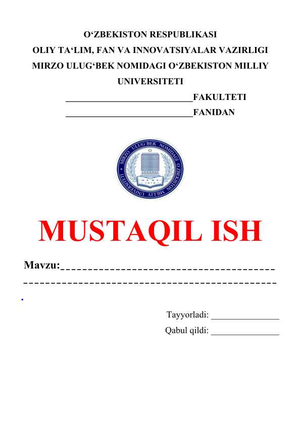 Mustaqil ish yuzi