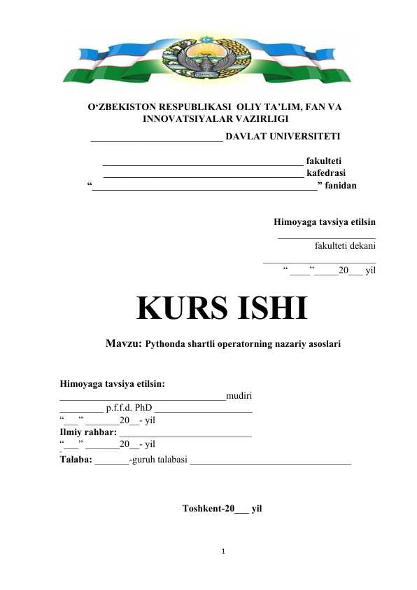 Pythonda shartli operatorning nazariy asoslari