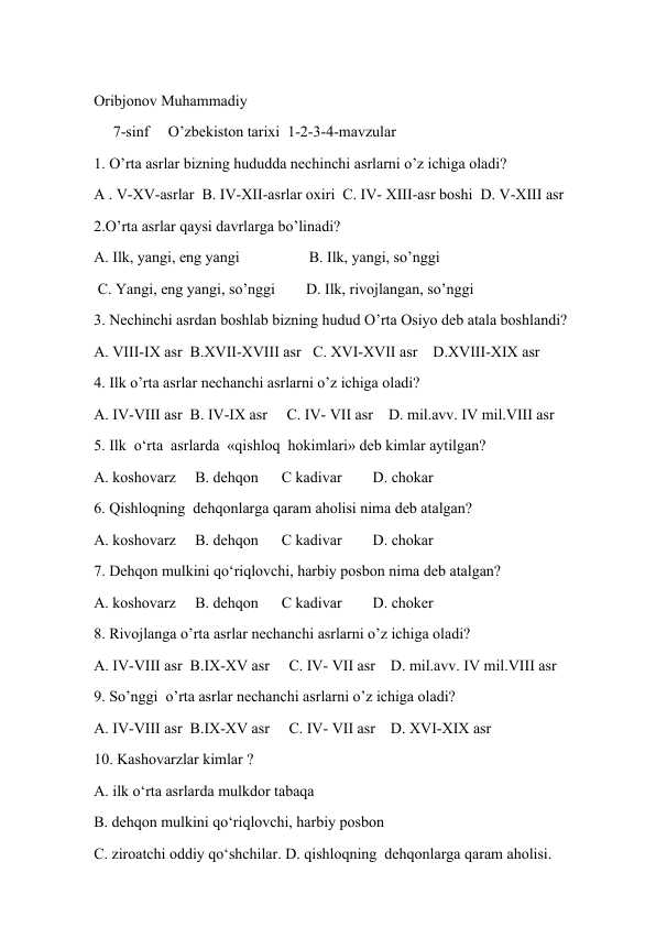 7-sinf Oʻzbekiston tarixi 2022