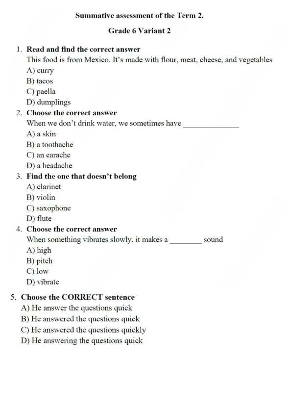 6-sinf ingliz tili bsb CHSB savollari