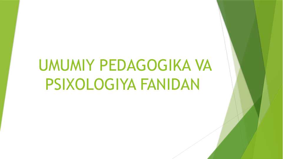 PEDAGOGIKA VA PSIXOLOGIYA