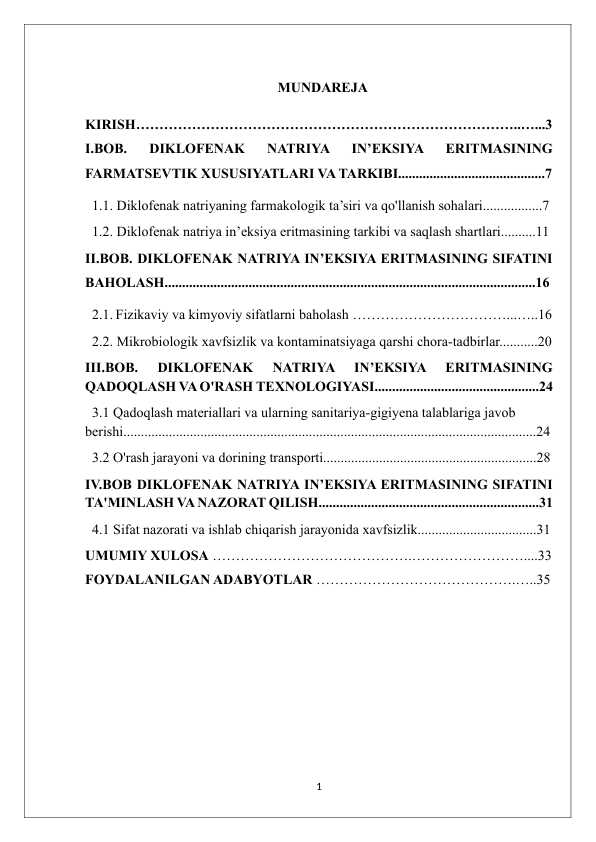Diklofenak natriya in’eksiya uchun eritmasini sifatini baholash, qadoqlash va o'rash.