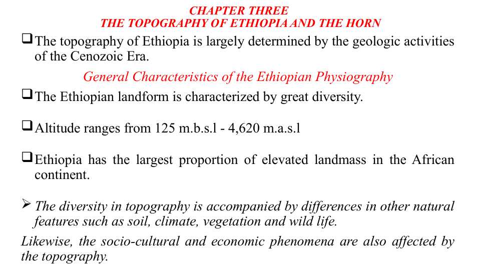 CHAPTER THREE THE TOPOGRAPHY OF ETHIOPIA AND THE HORN