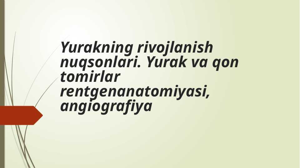 Yurakning rivojlanish nuqsonlari, rentgenanatomiyasi va angiografiya