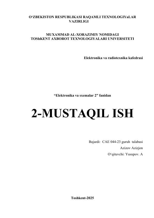 Umumiy kollektor ulanishidagi kuchaytirgichlar