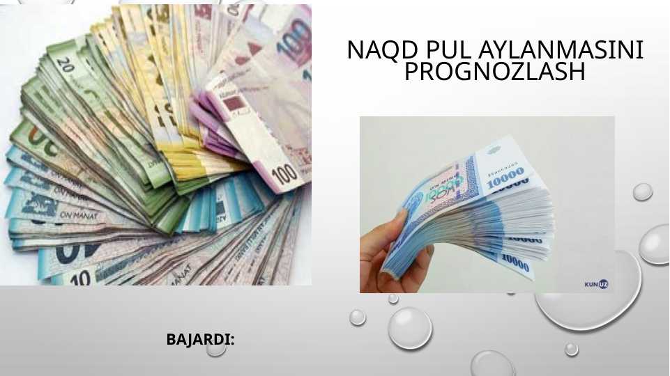 bank ishi Naqd pul aylaNmasini prognozlash pptx