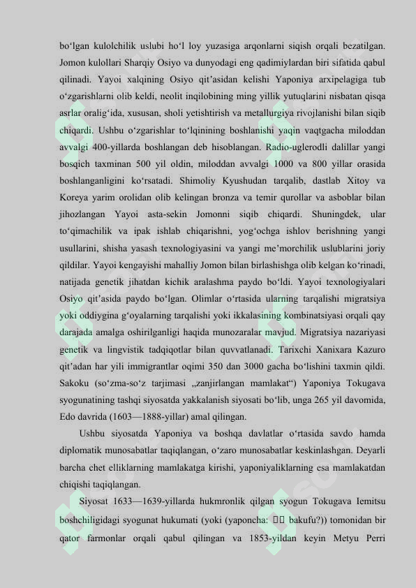 YAPONIYA YANGI DAVRDA: YOPIQ DAVRDAGI SIYOAT VA UNING KUCH BILAN OCHILISHI