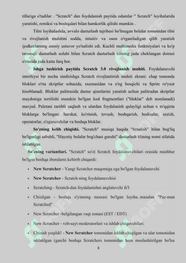 Scratch dasturi. kurs ishi