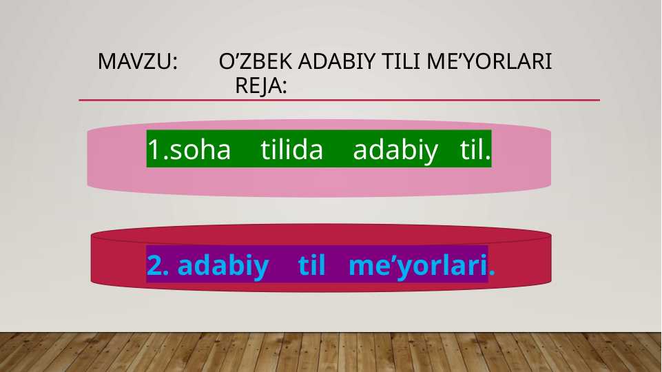 O'zbek tilining sohada qo'llanilishi soha tili me'yorlari