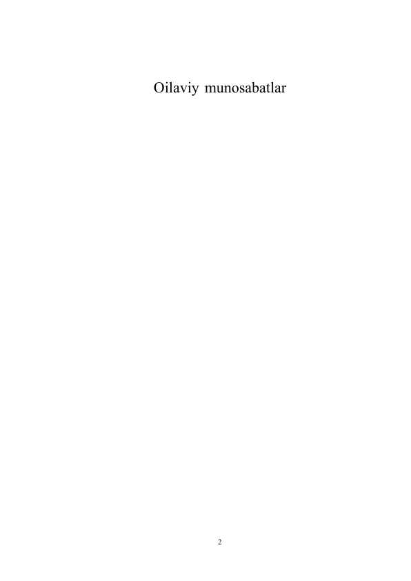 Oilaviy munosabatlar