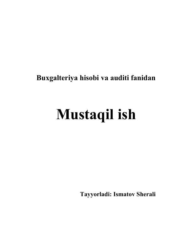 Buxgalteriya hisobi va auditi fanidan