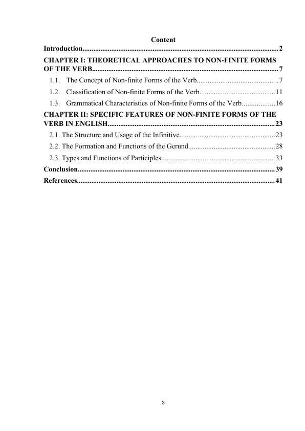 Non-finite forms of the verb