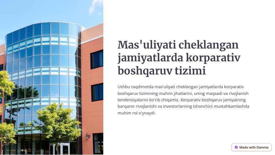 Mas’uliyati cheklangan jamiyatlarda korporativ boshqaruv tizimi