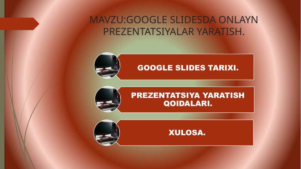 GOOGLE SLIDESDA ONLAYN PREZENTATSIYALAR YARATISH