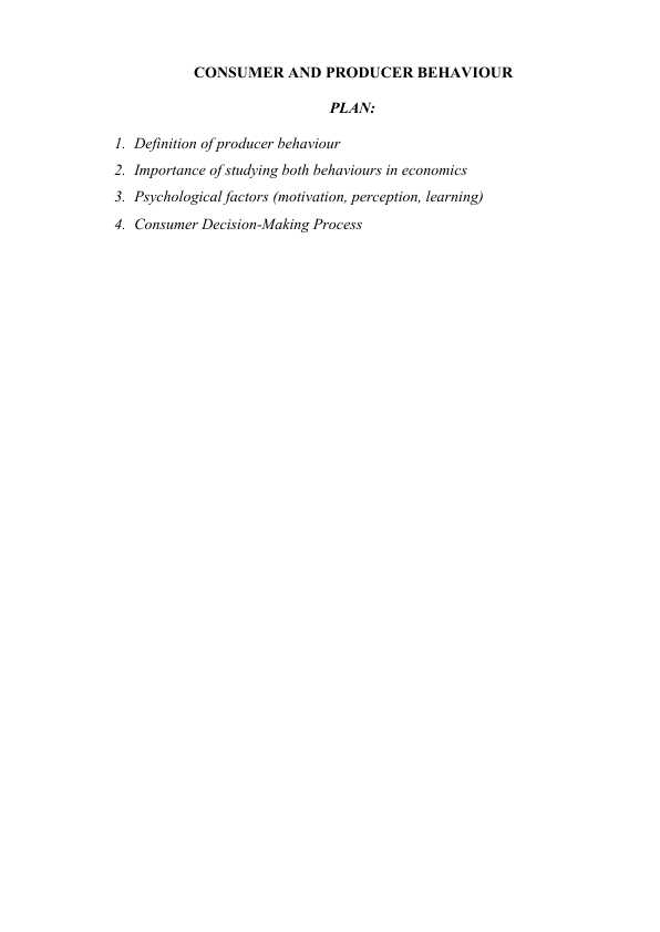CONSUMER AND PRODUCER BEHAVIOUR