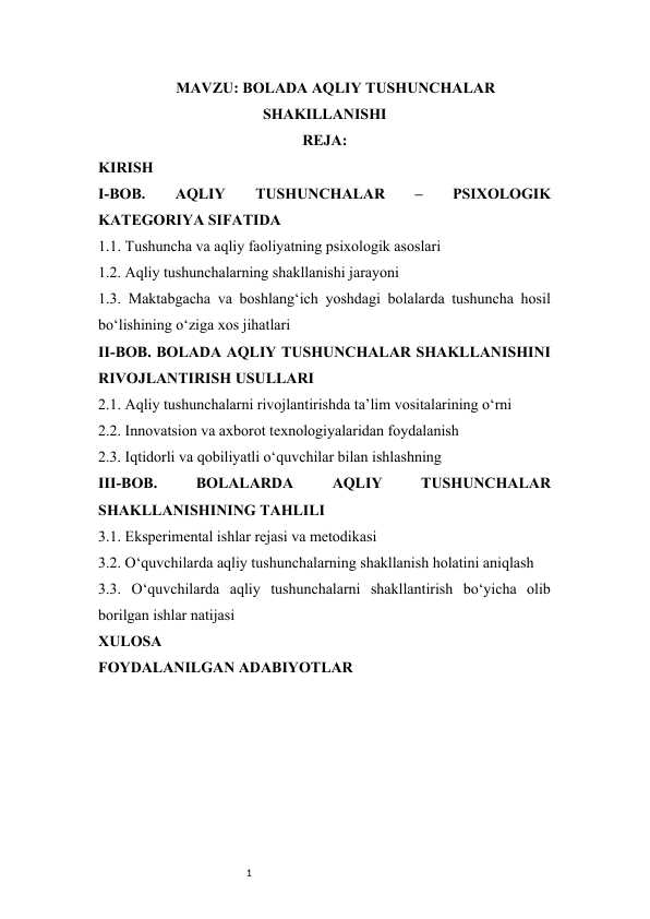 BOLADA AQLIY TUSHUNCHALAR SHAKILLANISHI