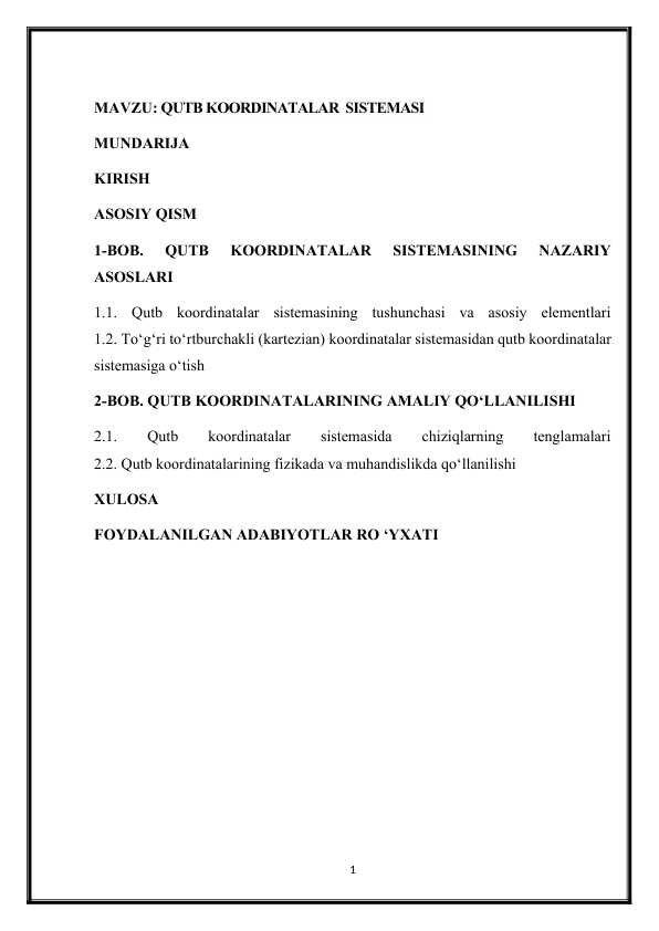 Qutb koordinatalar  sistemasi