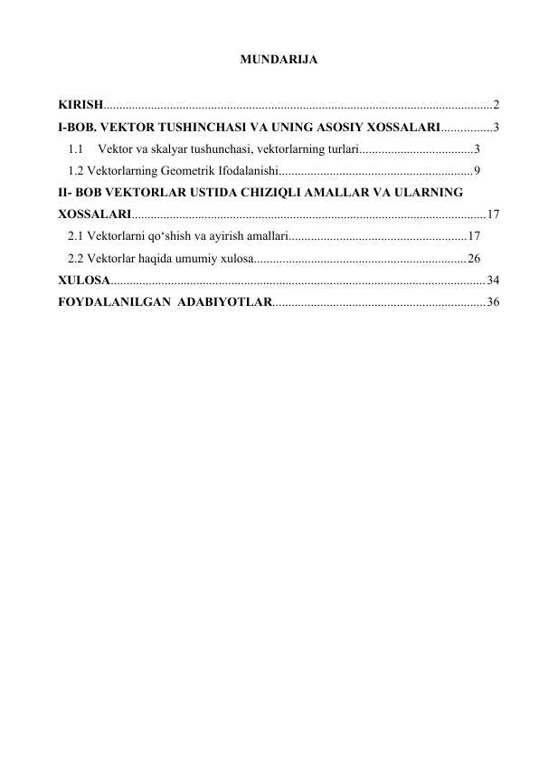 Vektor tushinchasi. Vektorlar ustida chiziqli amallar kurs ishi