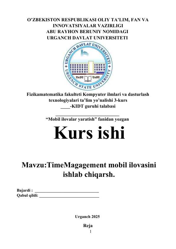 TimeMagagement mobil ilovasini ishlab chiqarsh.