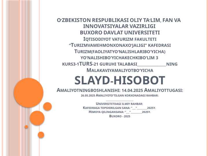 BUXORO VILOYATI STATISTIKA BOSHQARMASI HAQIDA  HISOBOT.pptx