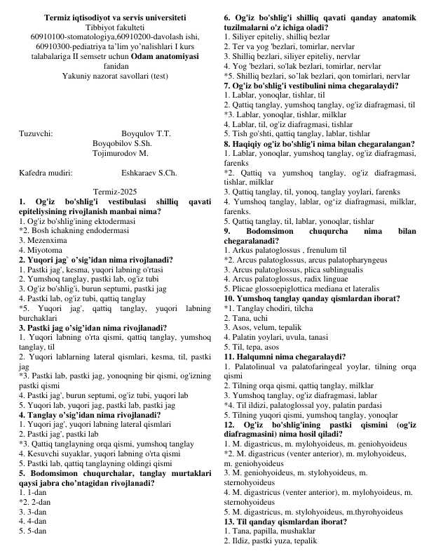 anatomiya yakuniy test