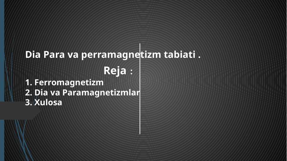 Dia Para va perramagnetizm tabiati