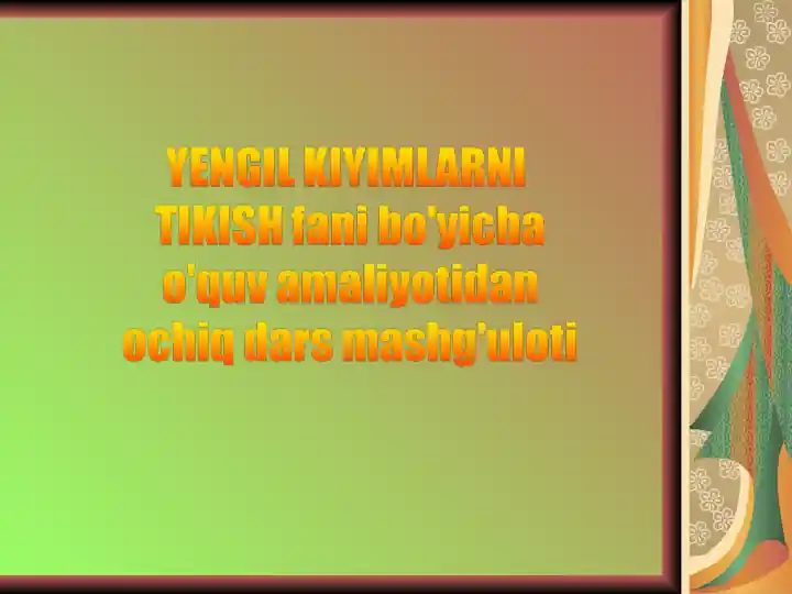 TO’GRI YUBKA BO’LAKLARINI BICHISH