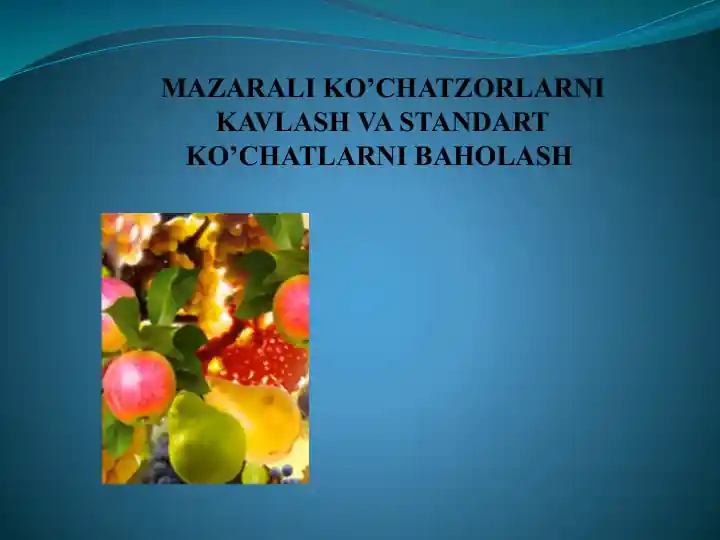 MAZARALI KO’CHATZORLARNI KAVLASH VA STANDART KO’CHATLARNI BAHOLASH