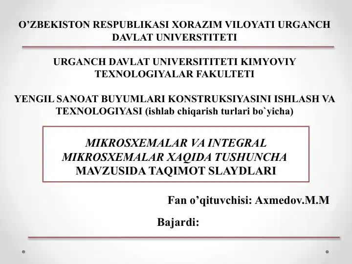Mikrosxemalar va Integral Mikrosxemalar