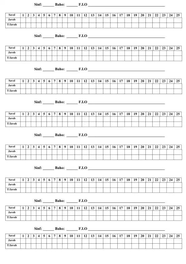 Test uchun  kalit ELEKTRON