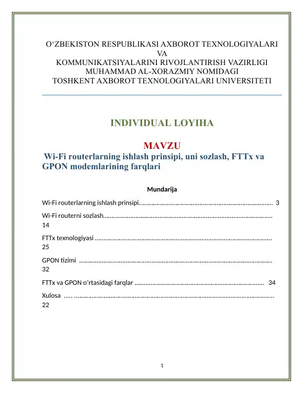 Wi-Fi routerlarning ishlash prinsipi, uni sozlash, FTTx va GPON modemlarining farqlari