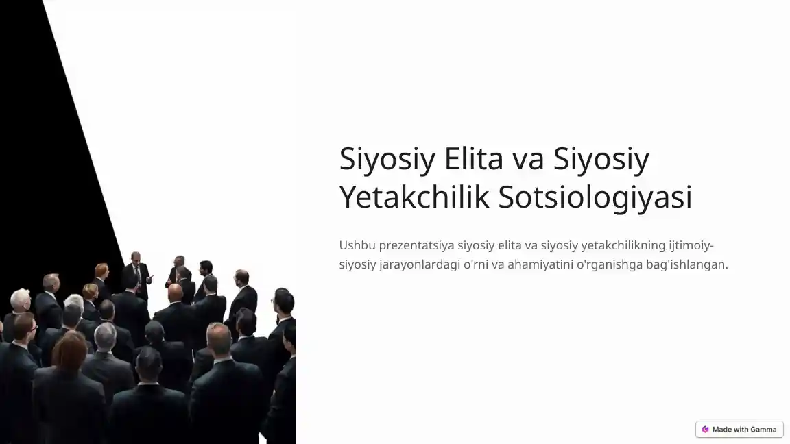 Siyosiy Elita va Siyosiy Yetakchilik Sotsiologiyasi