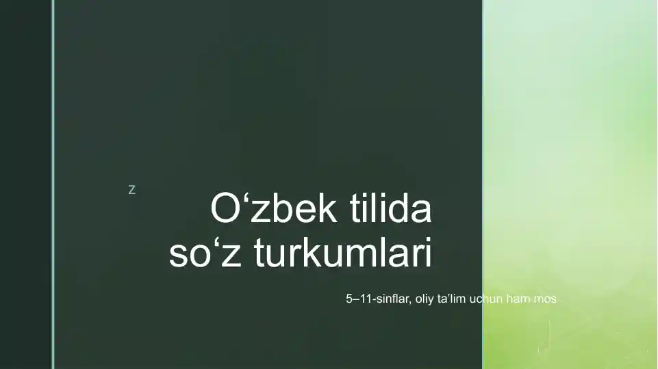 O‘zbek tilida so‘z turkumlari